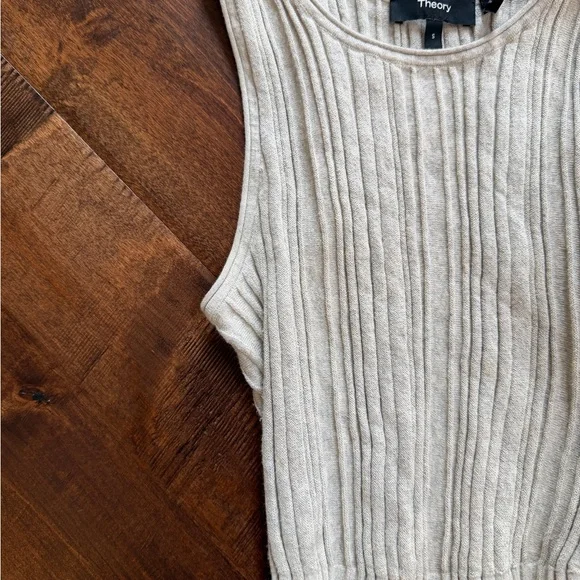 Theory Cotton/Cashmere Ribbed Knit Crop Tank - Picture 2 of 5